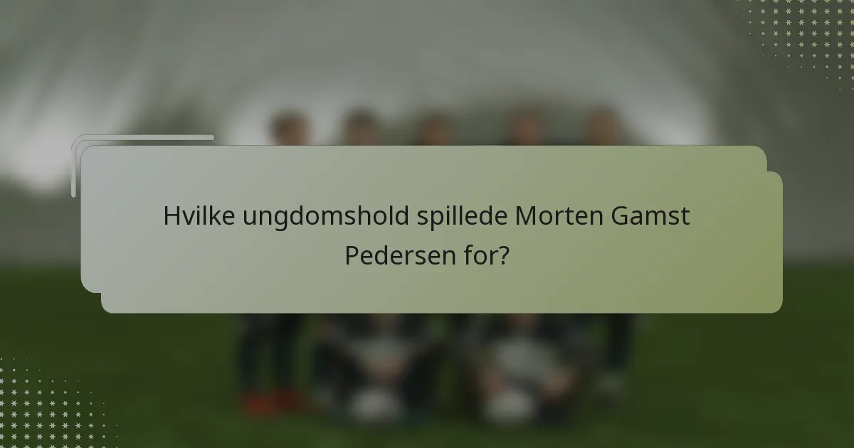 Hvilke ungdomshold spillede Morten Gamst Pedersen for?